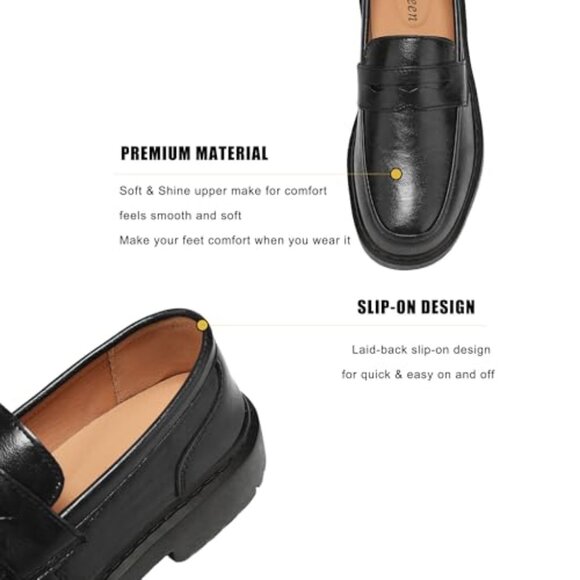 Women's Penny Loafers Slip On Comfortable Lightweight Office Flats - Picture 3 of 7